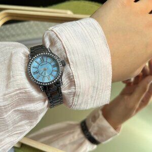 Armitron Black And Purple Rhinestone Woemn's Watch